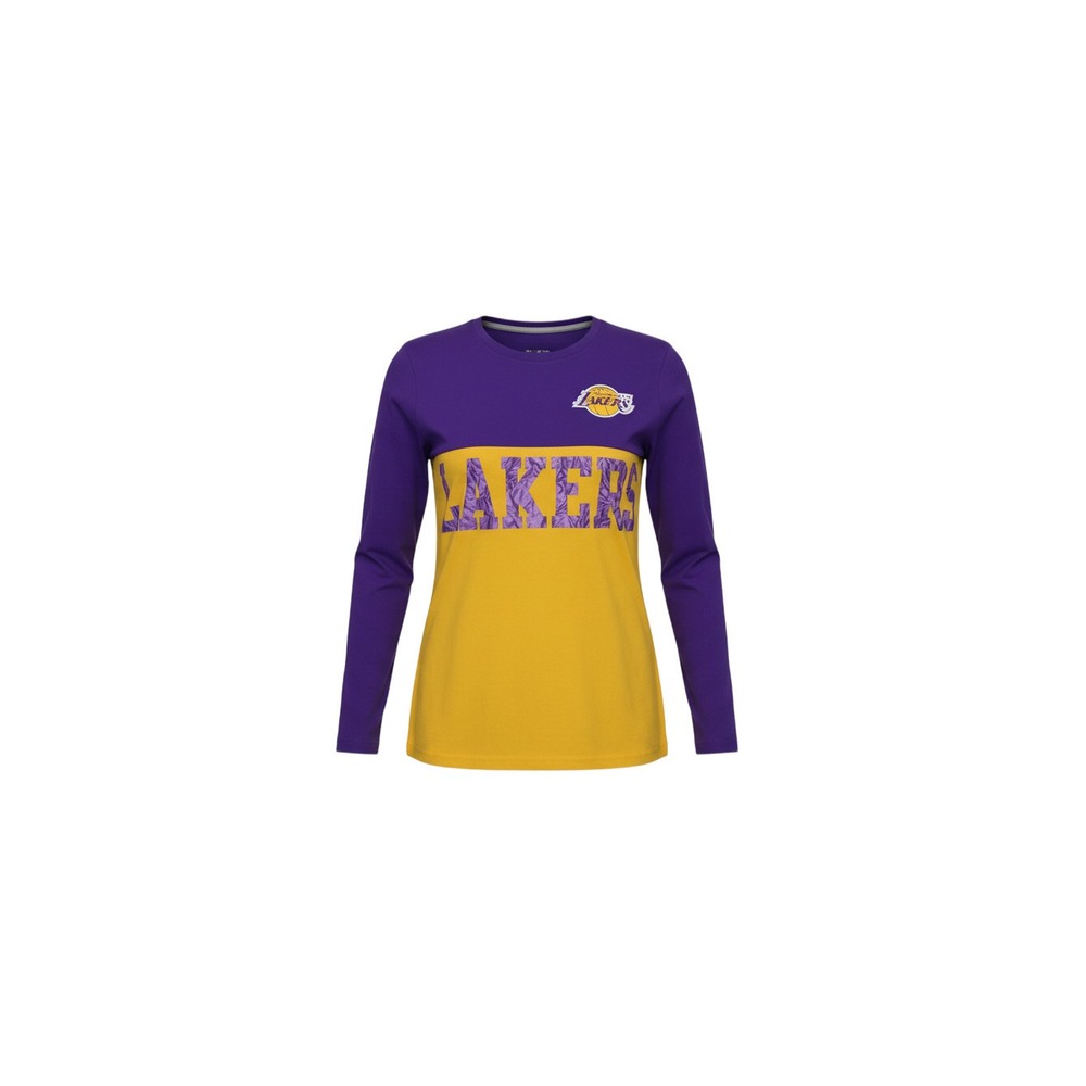 NBA 4Her Lakers Long Sleeve Shirt Womens Medium Purple Gold Colorblock